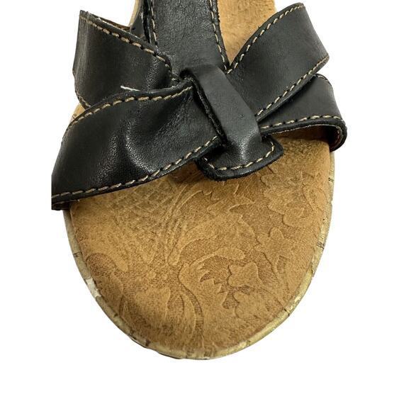 Born Concept BOC Wedge Cork Heel Black Strap Sandals size 10 - Picture 15 of 16